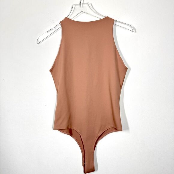 Reoria Womens Size Medium Pink Rose Tank Bodysuit Halter Neck Sleeveless Smooth - Picture 6 of 11